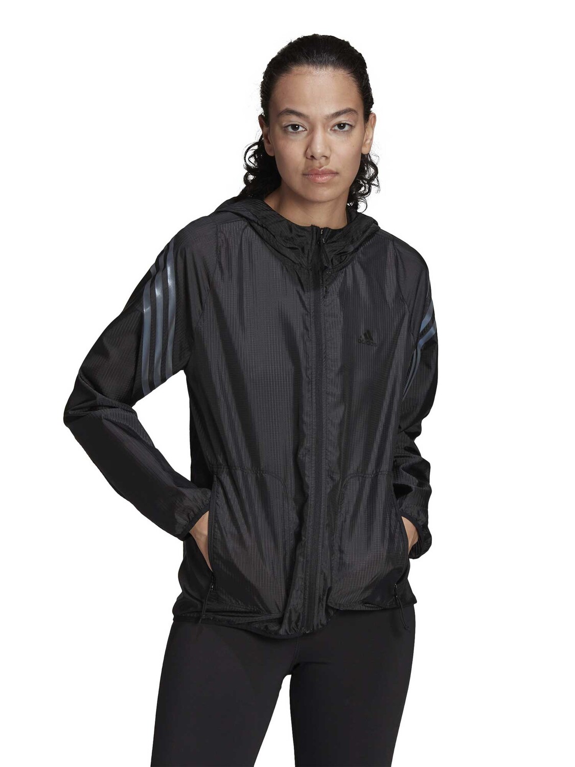 

Ветровка Adidas Performance Run Icons 3-Stripes Hooded Running, черный