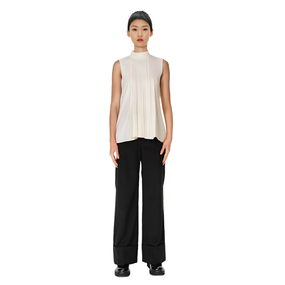UNIQLO Блузка Marni с защипами цвета офф-уайт — фото 4