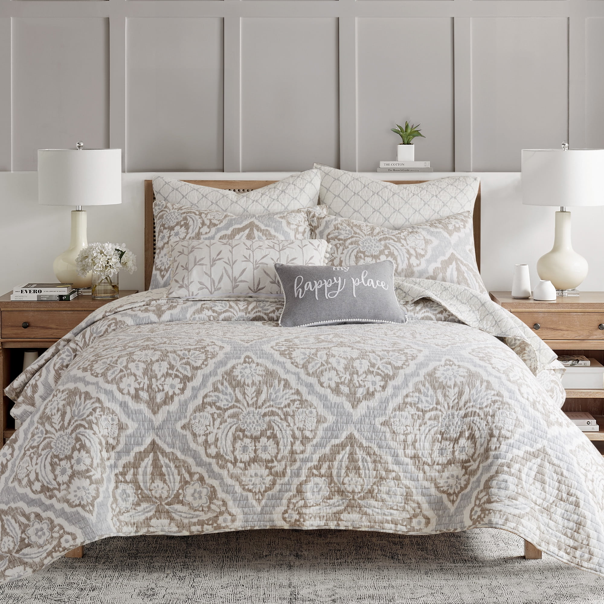 

Набор одеял Levtex Home Becker Taupe King Quilt King Shams, серый / кремовый