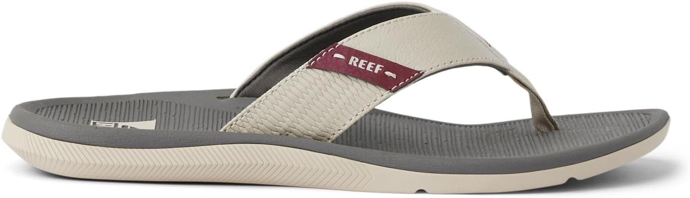 Мужские вьетнамки REEF Santa Ana, поддержка свода стопы, водостойкие, подошва не оставляет следов, серый/бордовый/песочный — фото 4