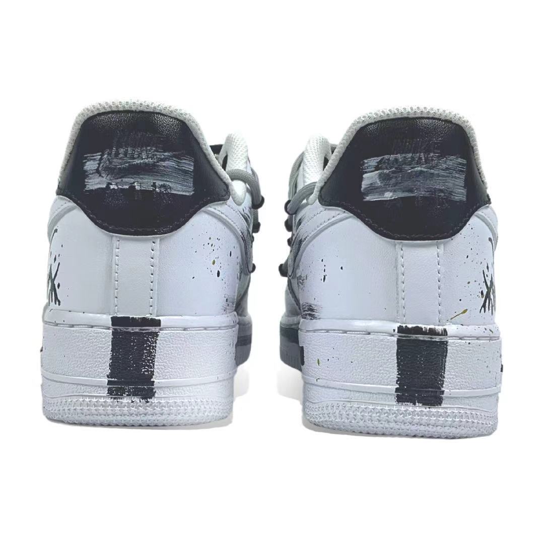 Nike Кроссовки Air Force 1 Mountain Moon Brush Leather Abrasion Resistant Low top мужские бело-черные — фото 4
