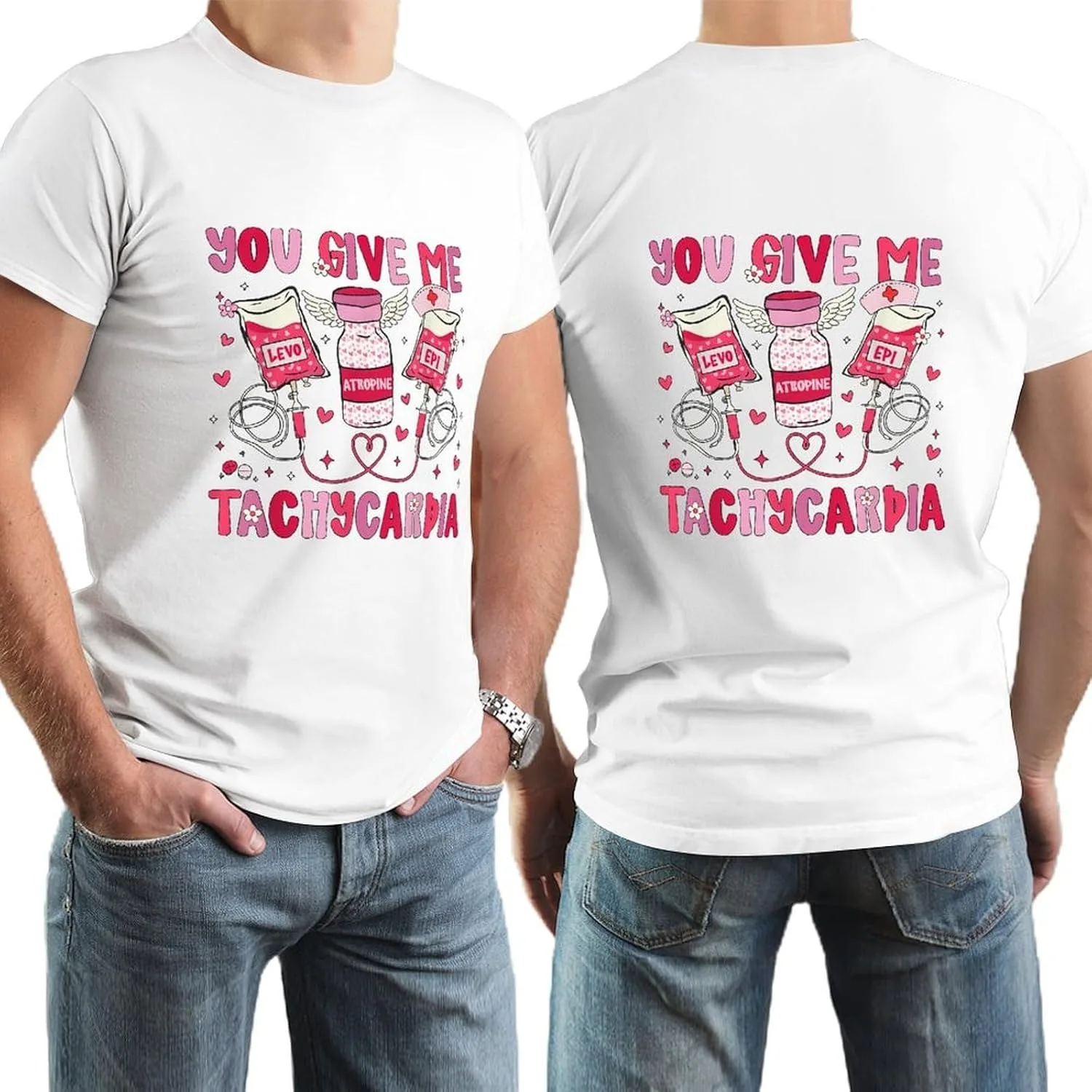 Футболка You Give Me Tachycardia Medical Valentine Nurse модная мягкая дышащая повседневная топ эстетичная новинка Generic, белый