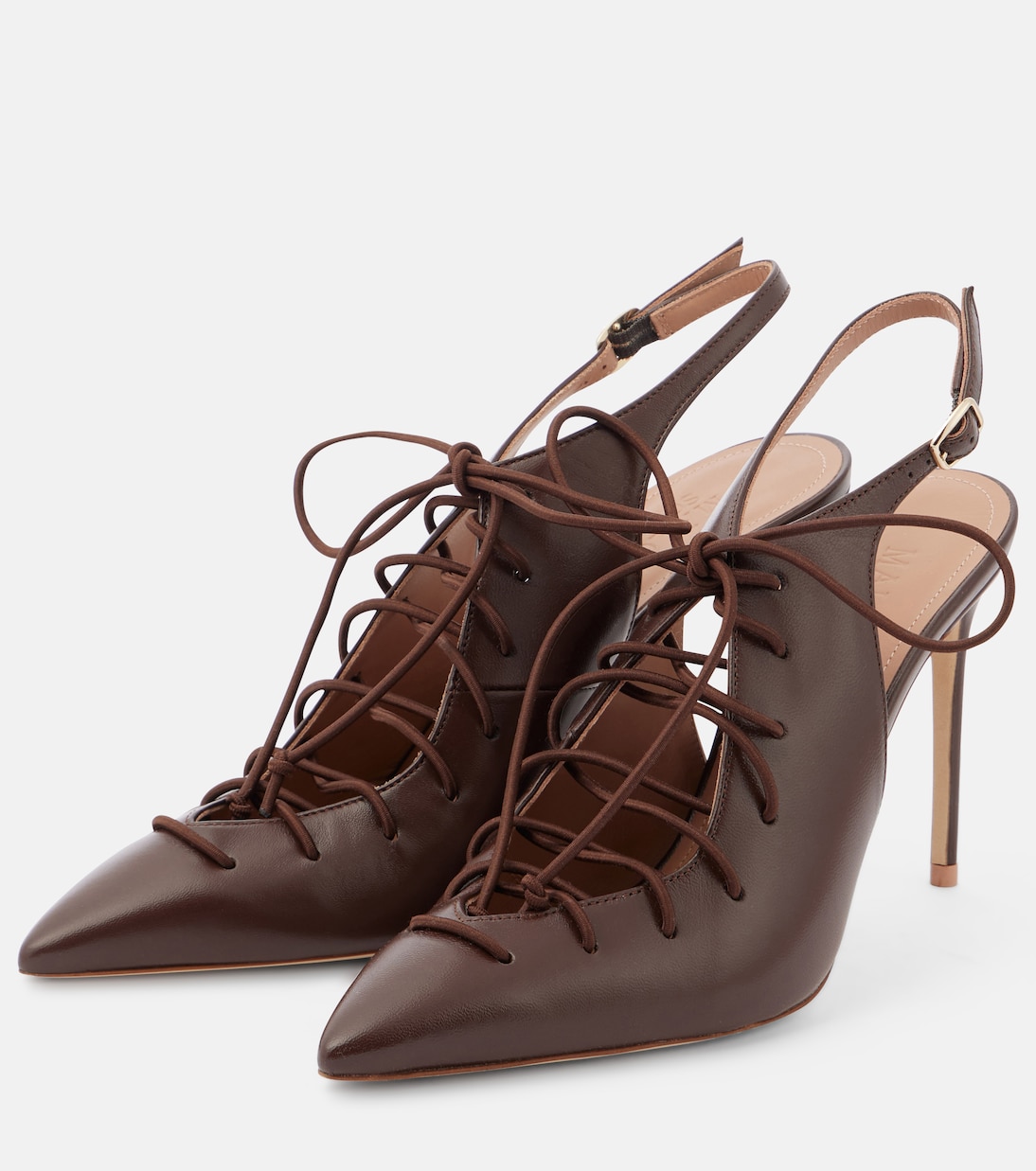 Туфли-лодочки Alia 90 из кожи с открытой пяткой Malone Souliers, Tobacco — фото 4
