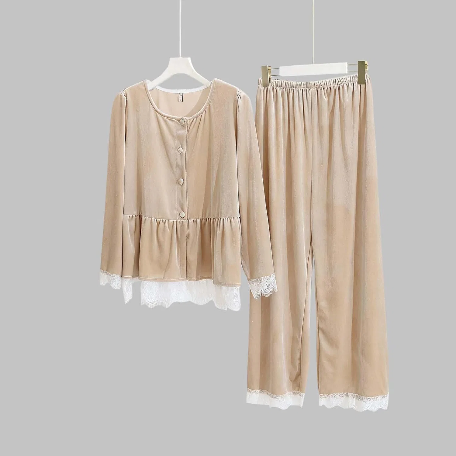 Пижама велюровая, Beige — фото 3