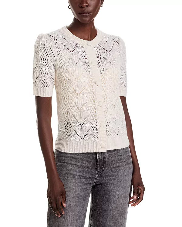 

Кардиган с круглым вырезом из 100% кашемира - эксклюзивная модель. C By Bloomingdale'S Cashmere, белый