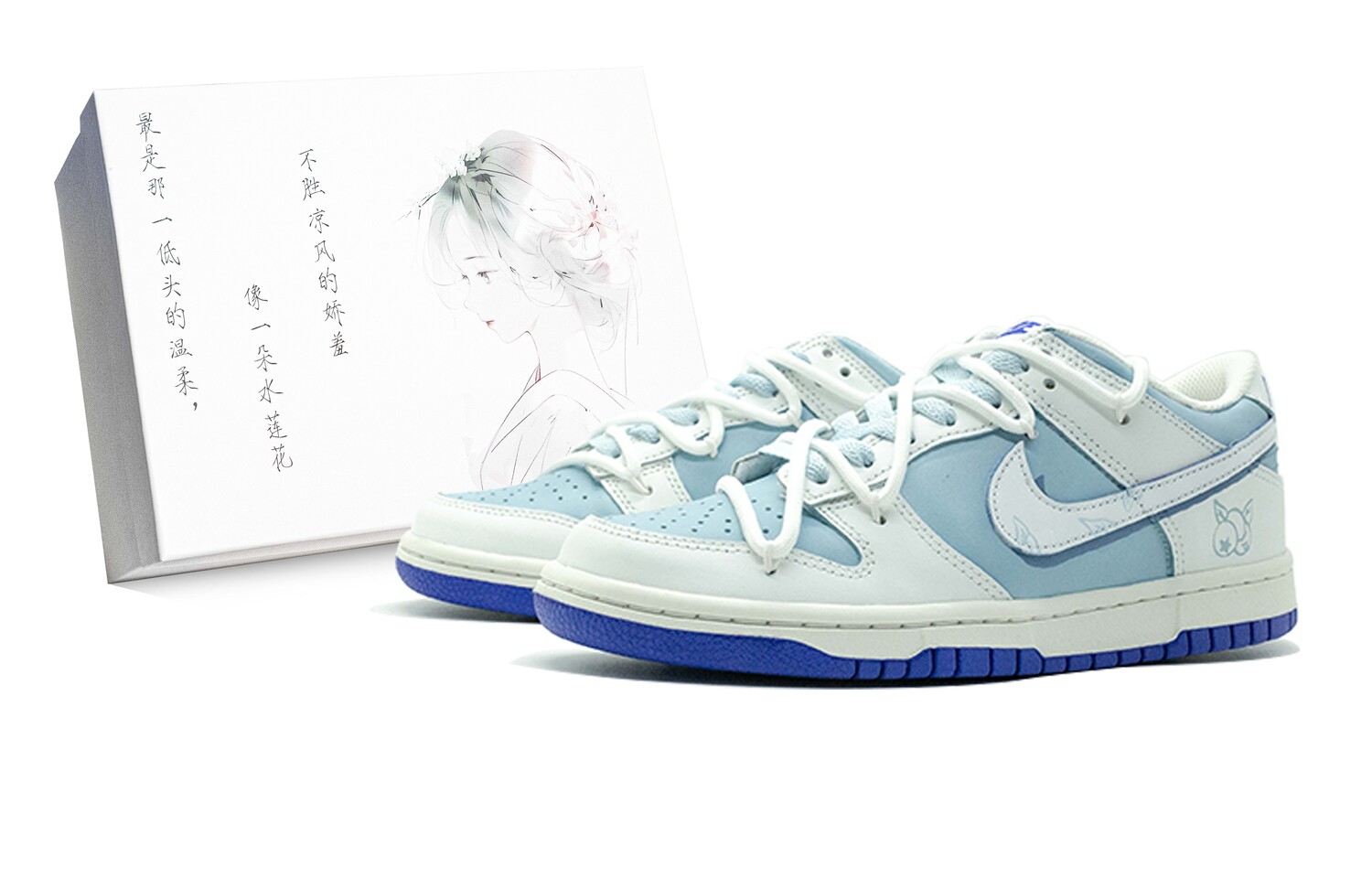 

Кроссовки Nike Dunk Skateboarding Shoes Women's Low-top White/light Blue, голубой, Синий, Кроссовки Nike Dunk Skateboarding Shoes Women's Low-top White/light Blue, голубой
