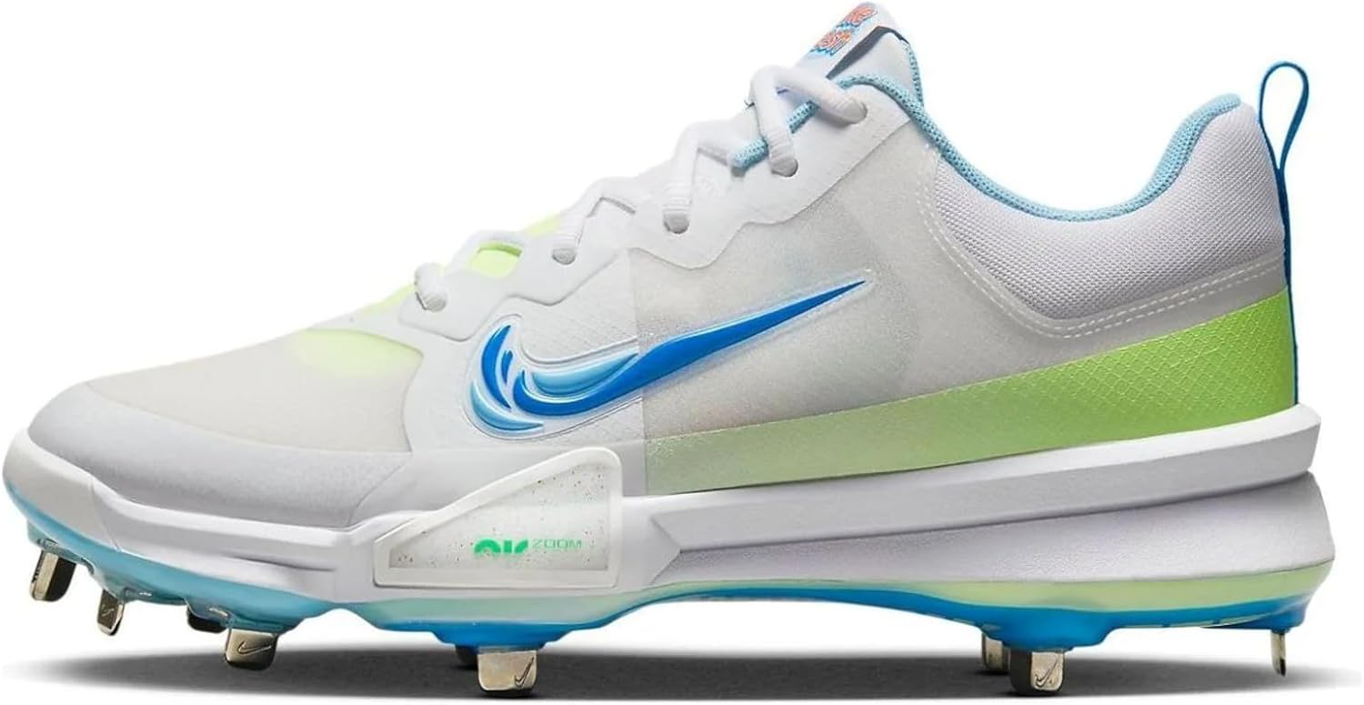 

Бейсбольные бутсы Nike Force Zoom Trout 9 Pro Low для мужчин, White/Barely Volt/Aquarius Blue/Photo Blue
