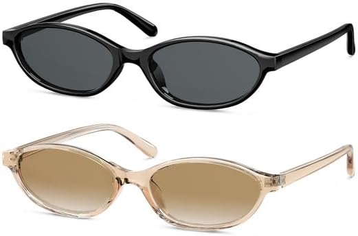 

Ретро-солнцезащитные очки «кошачий глаз» для женщин, защита от УФ-излучения UV400, легкая квадратная оправа, идеально подходят для вождения, путешествий и повседневной носки OUKEMAX, 2pack-black + Light Brown