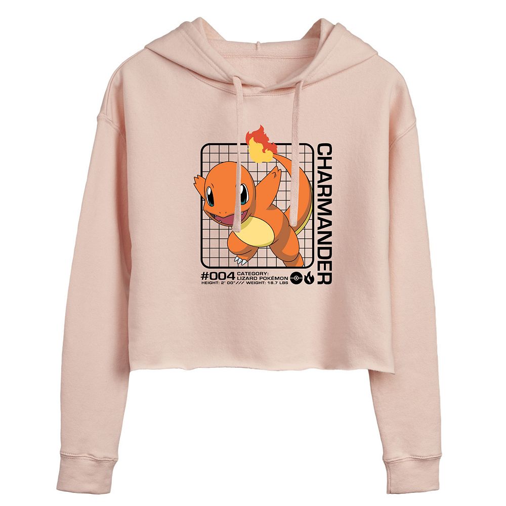 

Укороченная толстовка с рисунком Pokemon Charmander Stats для юниоров Licensed Character, розовый