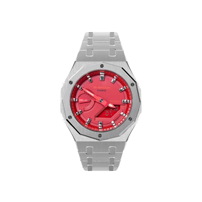 

CASIO Часы Men Liquid Crystal/Analog Dual Display Series Red Watch, Red Silver Wave Silver Scale Twelve Sides