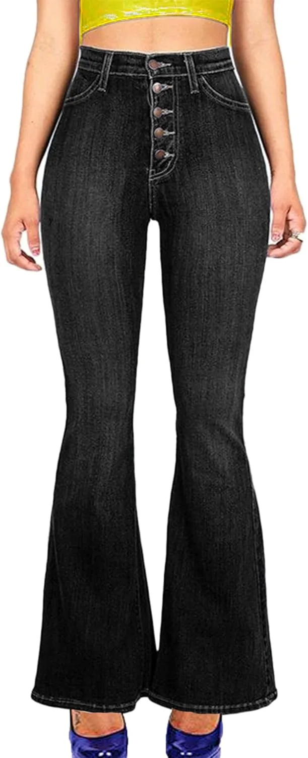 

Andongnywell женские джинсы клеш с высокой талией