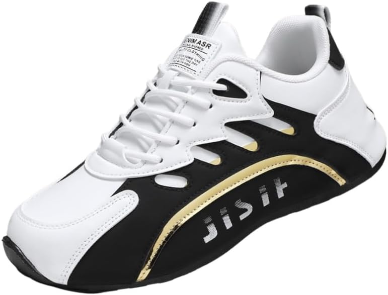 

Мужские модные повседневные спортивные кроссовки большого размера - мягкая, противоскользящая, прочная подошва. Низкий каблук, шнуровка. Для тренировок и прогулок Clolinde, белый/черный