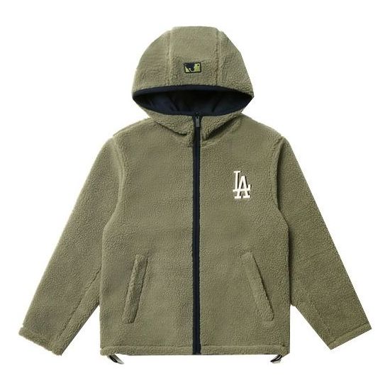 

Куртка MLB Los Angeles Dodgers lamb's wool Hooded Jacket Unisex Khaki, хаки