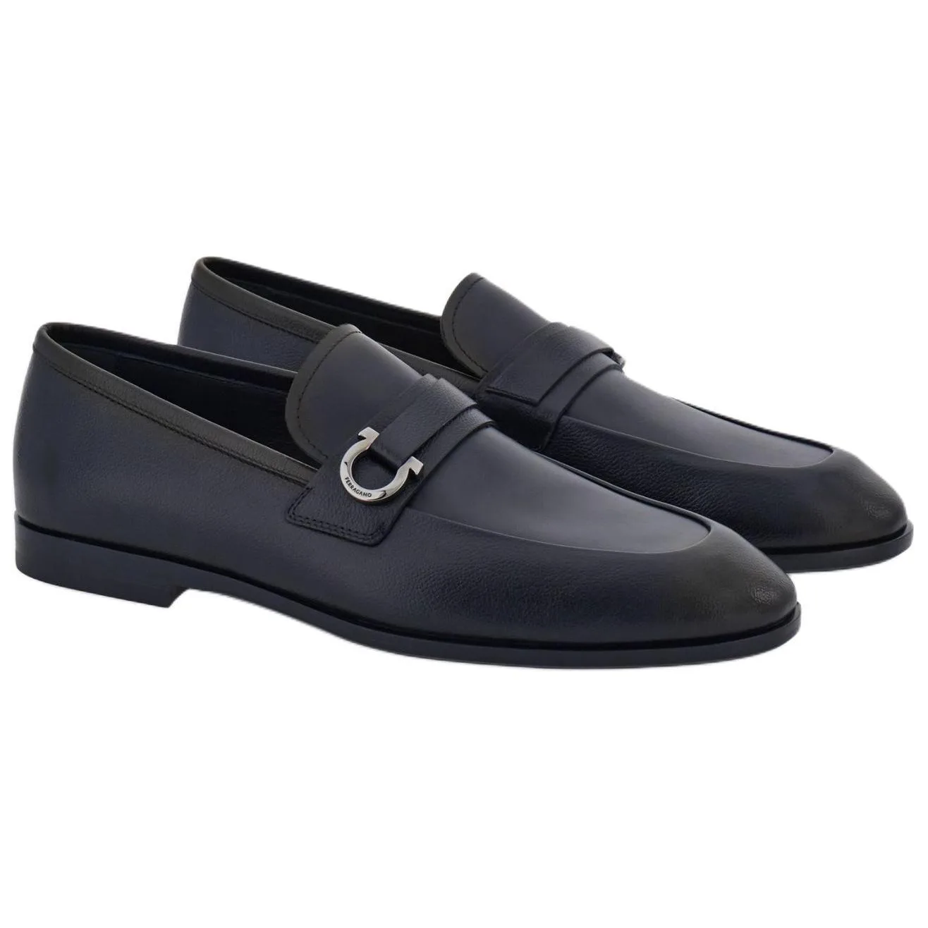 Ferragamo Мужские лоферы Gancini черные — фото 4