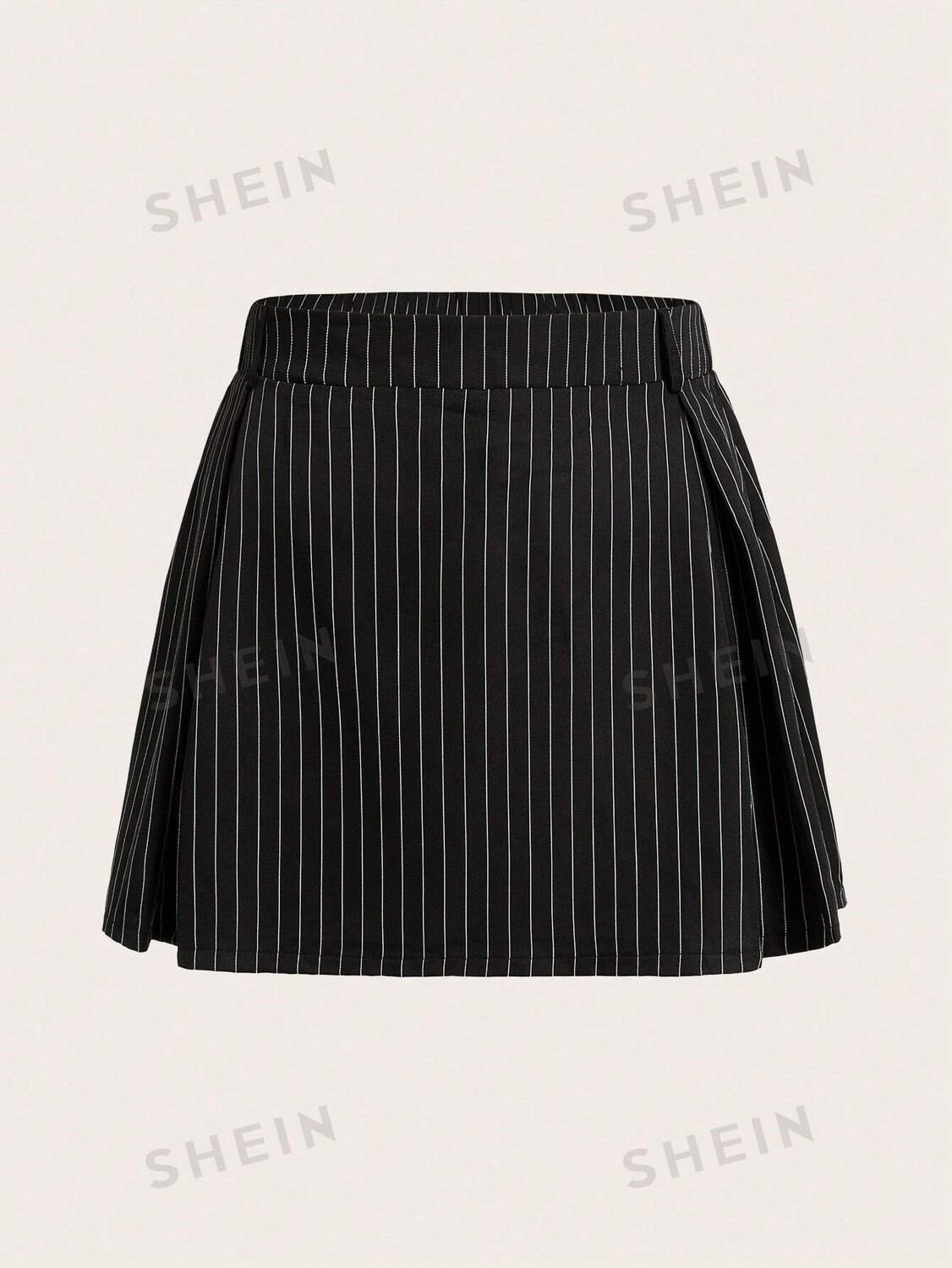

EZwear Плюс Размер Плиссированная юбка с принтом на лето Shein, черно-белый