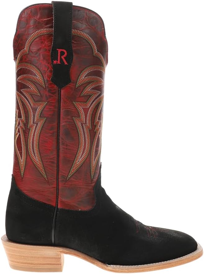 

Мужские ботинки R. Watson Roughout с широким квадратным носком и вышивкой, повседневные, средней высоты - черные, красные R. Watson Boots