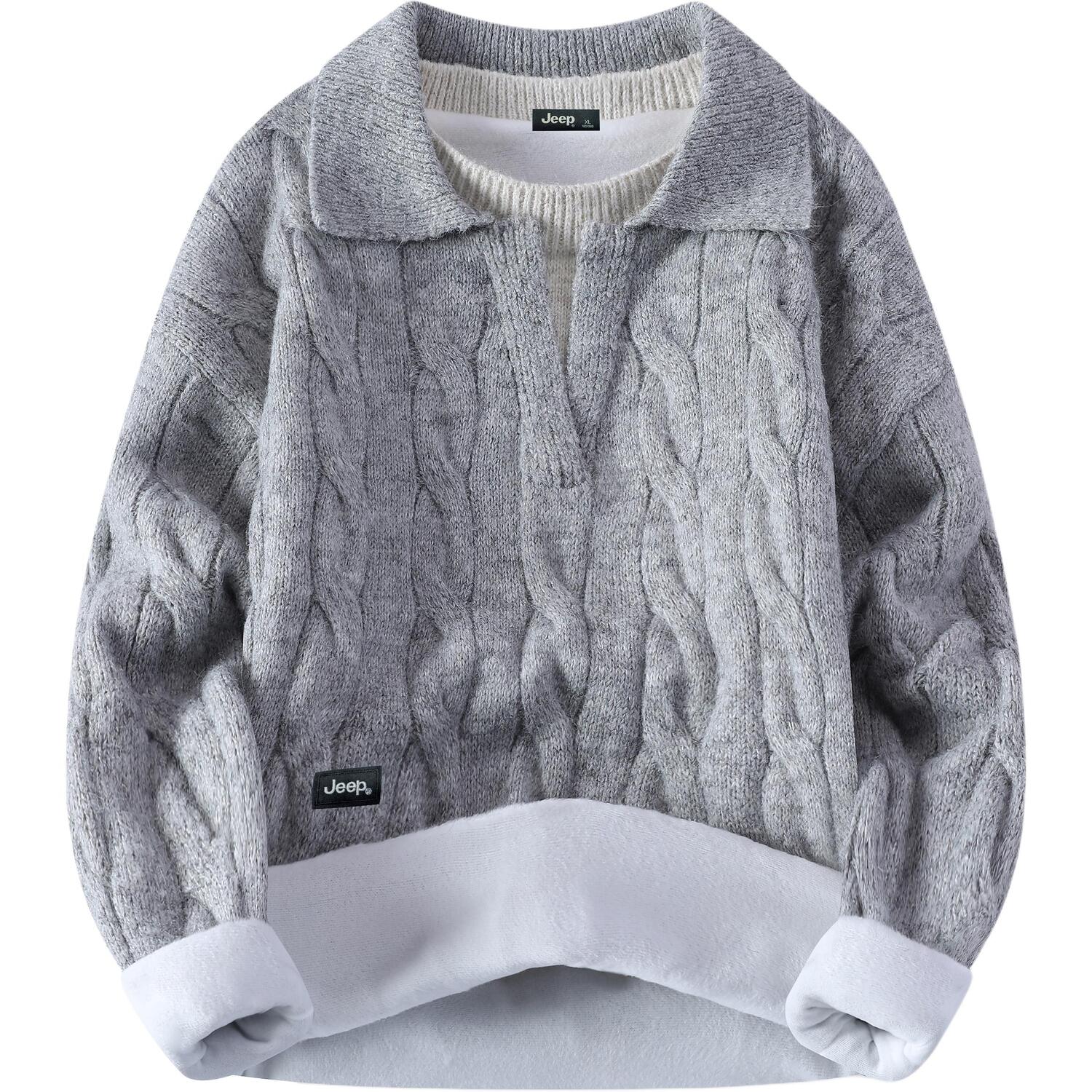 

Свитер Unisex Lapel Moderate Mock Two Piece Jeep, светло-серый