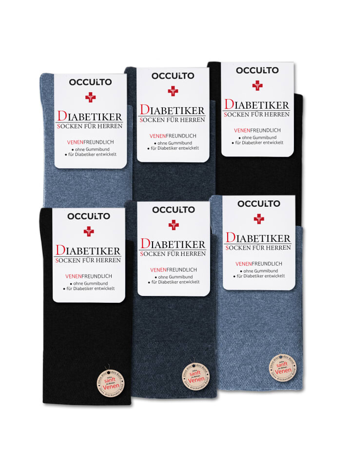 

Носки Occulto 6er Pack Diabetikersocken ohne Naht ohne Gummibund Oliver, цвет Blau-Mix