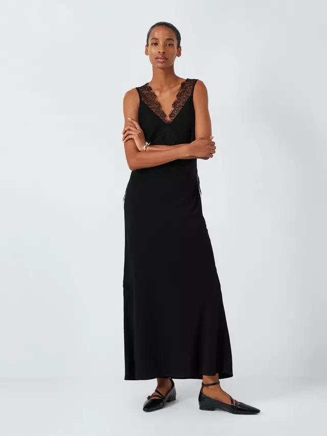 

Платье John Lewis Lace Slip Midaxi, черный