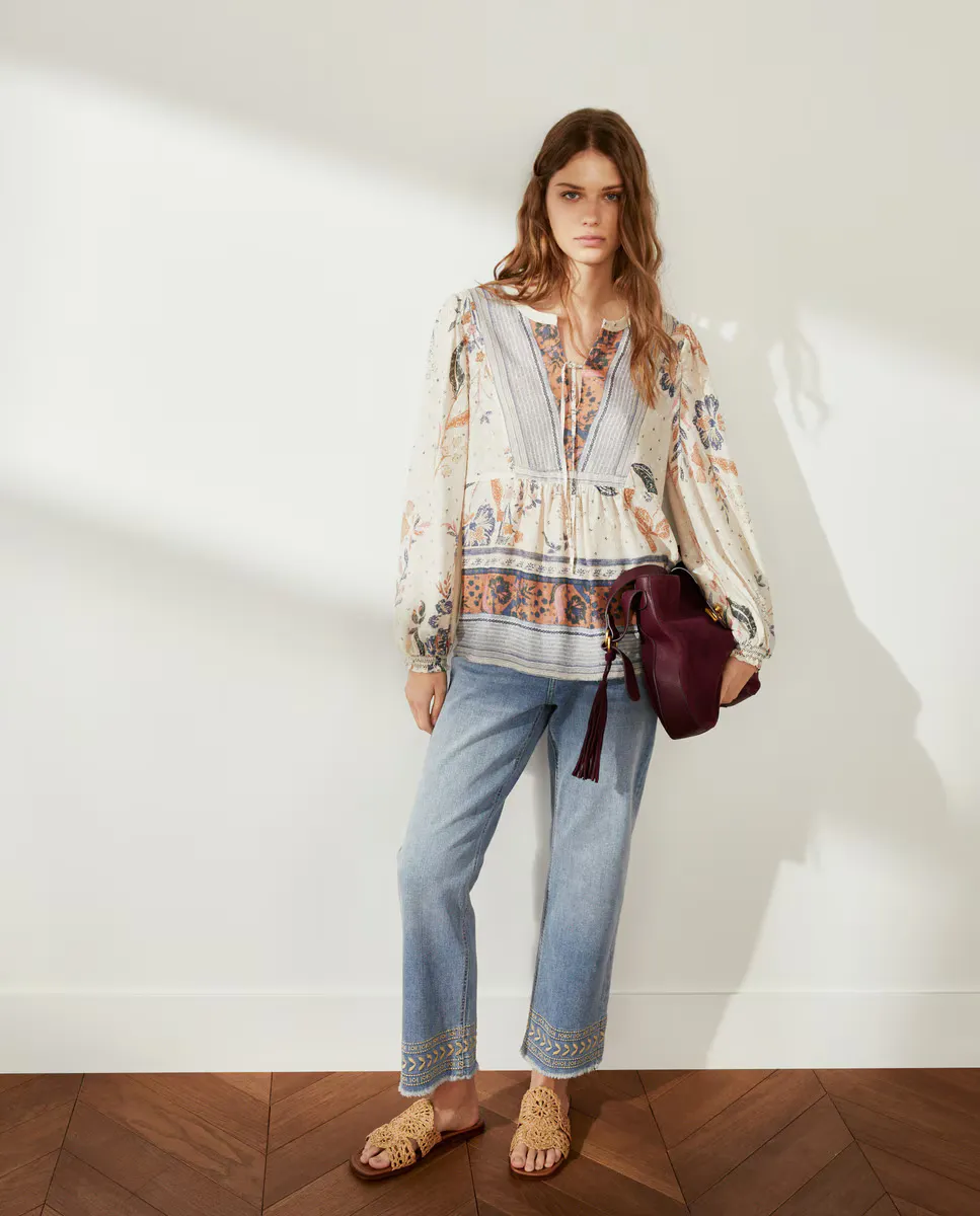 

Женские брюки капри с вышивкой Southern Cotton, синий