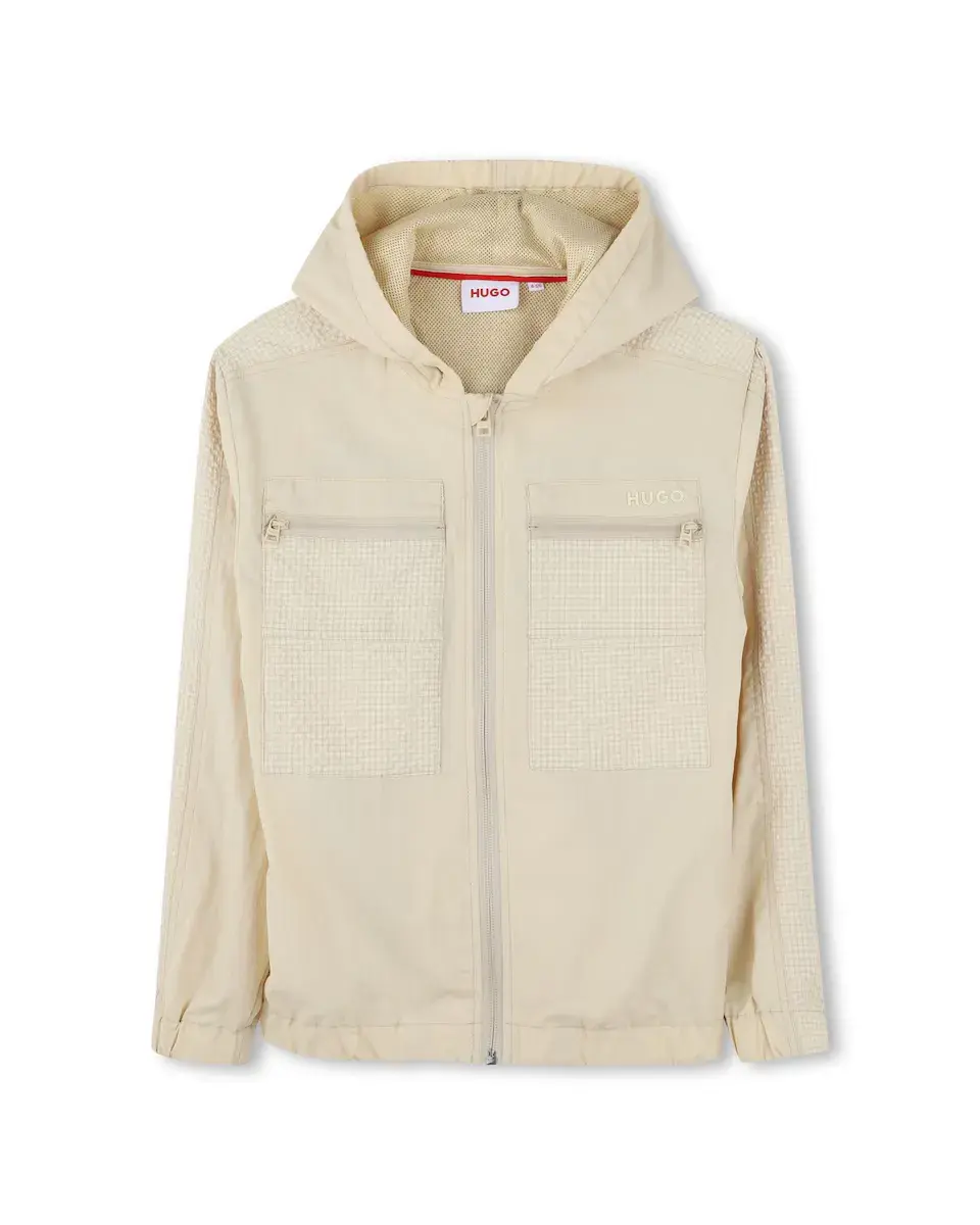 

Ветровка для мальчиков с капюшоном и соответствующим логотипом на спине Hugo, цвет Crema