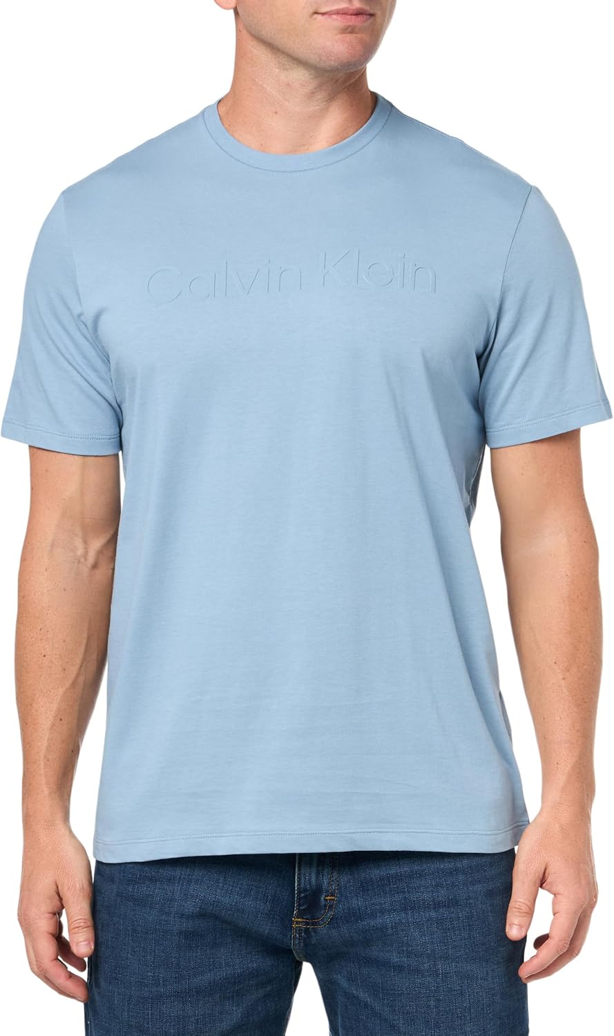 

Мужская футболка Calvin Klein свободного кроя с круглым вырезом и логотипом CK, Faded Denim