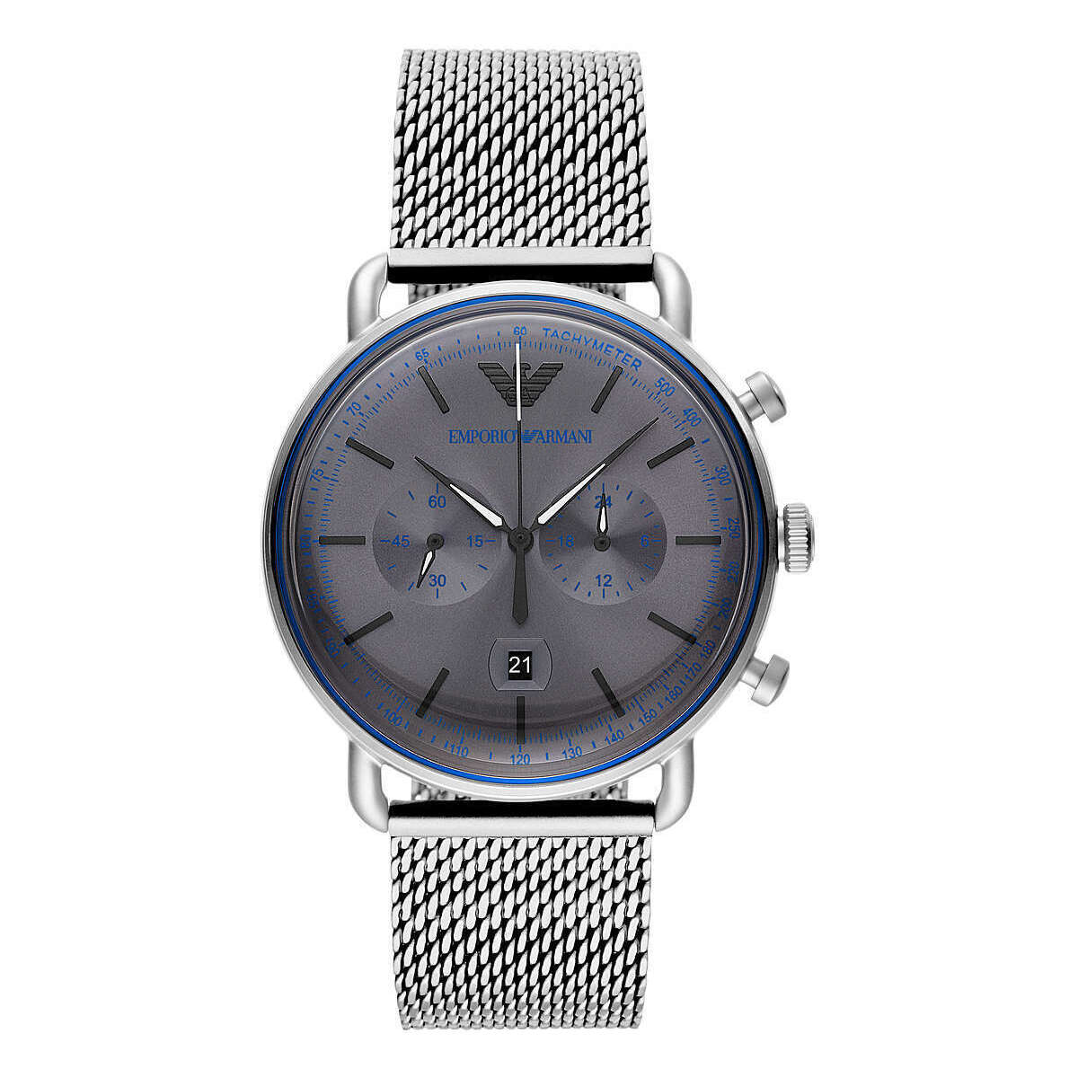 

Изысканные часы-хронограф из серебристой стали Armani Emporio