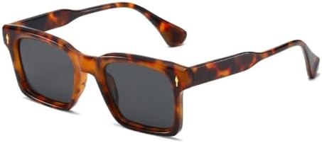 

Модные квадратные солнцезащитные очки с заклепками для мужчин, конфетного цвета, с защитой от УФ-излучения UV400, трендовые для женщин, с прозрачными линзами в оправе MTZJH, Leopard Grey