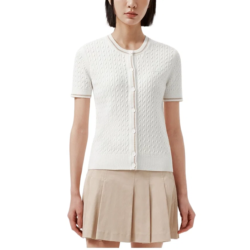 Кардиган LACOSTE, с круглым вырезом, трикотажный, темно-синий — фото 4