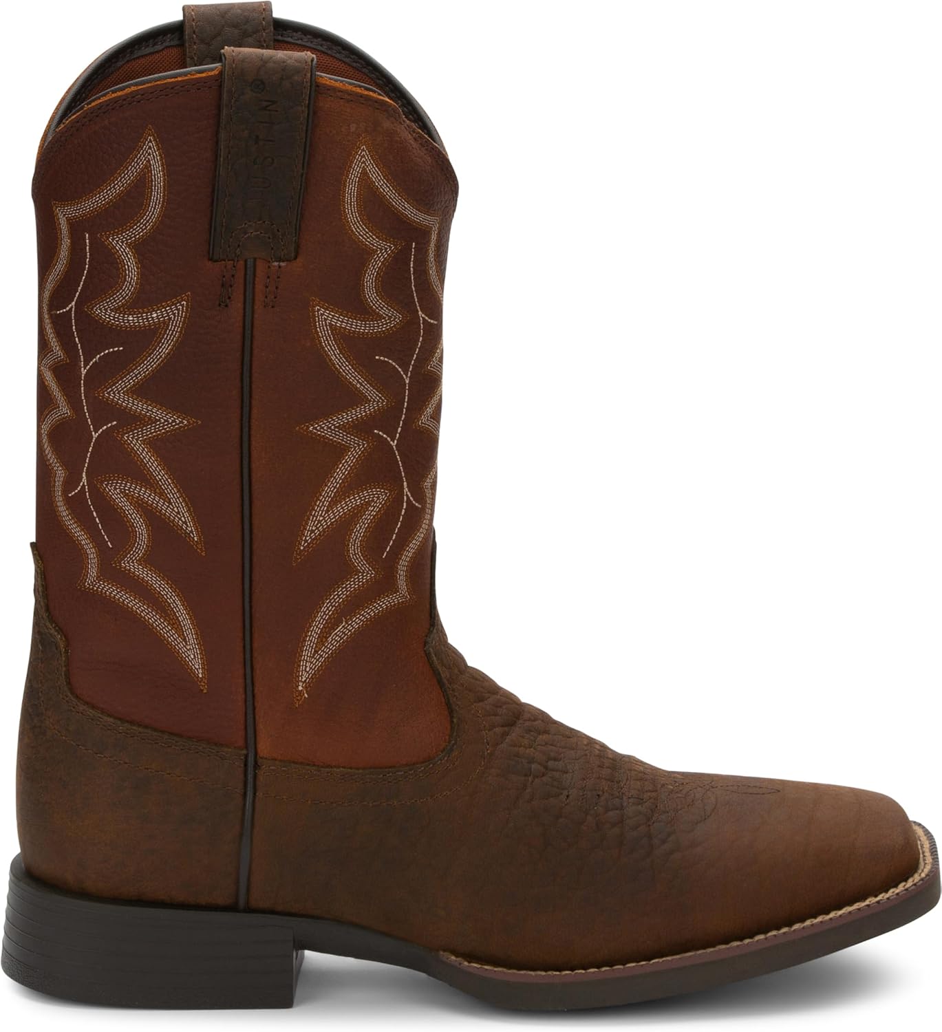 Мужские сапоги Justin Chet 11" Western - коллекция Stampede - ортопедическая стелька, квадратный носок, коричневый — фото 2