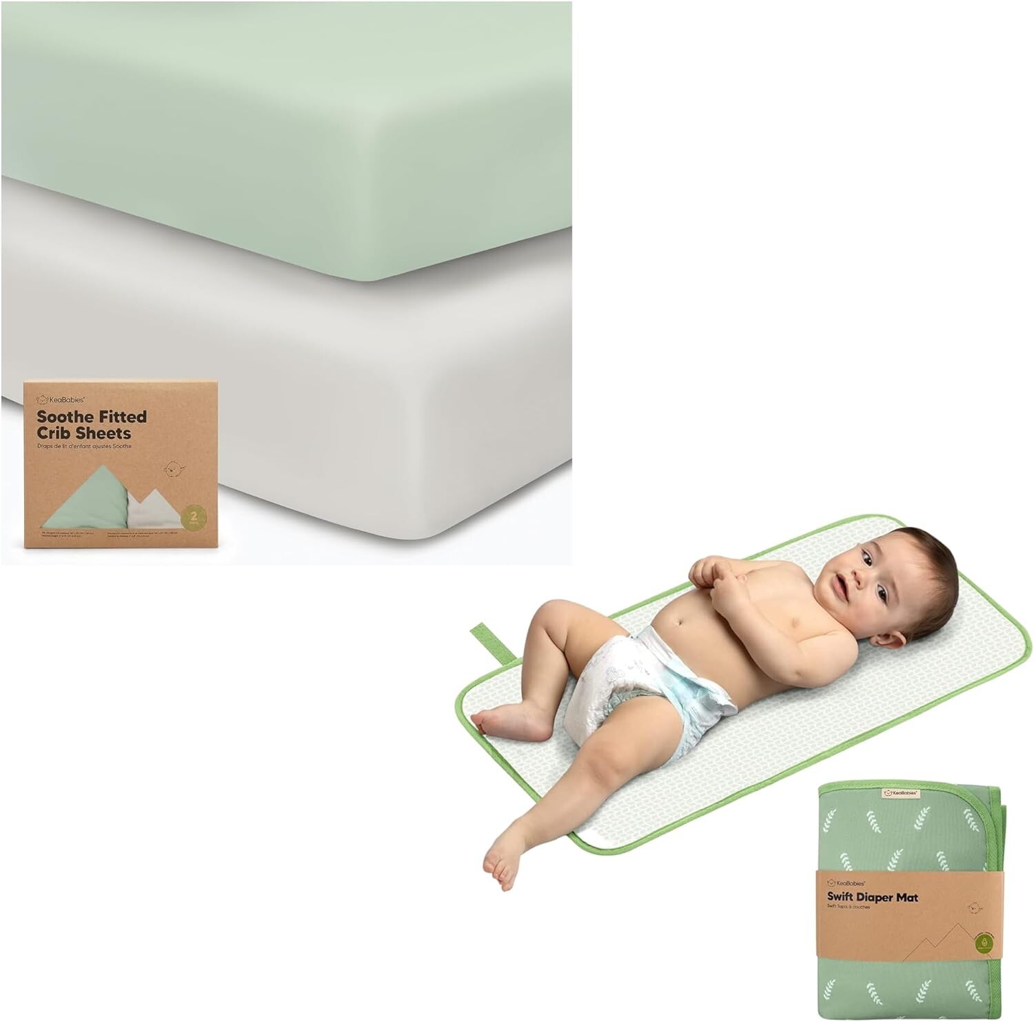 

Kea 2-Pack органических простыней для детской кроватки для мальчиков и девочек и портативный коврик для пеленания подгузников - простыня для кроватки из трикотажа KeaBabies