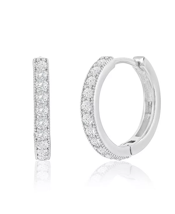 

Серьги-Кольца из стерлингового серебра 19 мм с фианитами Simona, silver