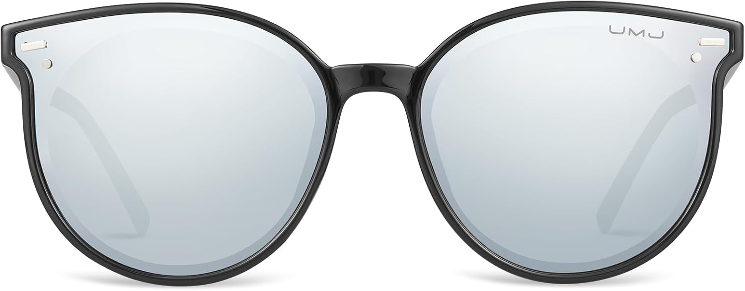 

Поляризованные солнцезащитные очки для женщин - стильные очки с защитой от УФ-излучения - женские солнцезащитные очки - модные мужские солнцезащитные очки UMJ, Black Frame/Silver Lens