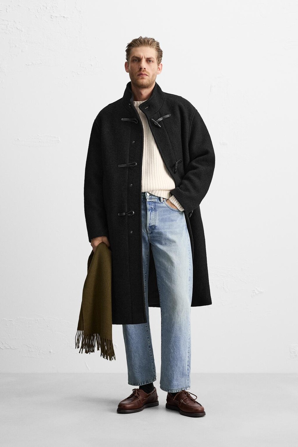 

Пальто из шерсти ZARA, черный