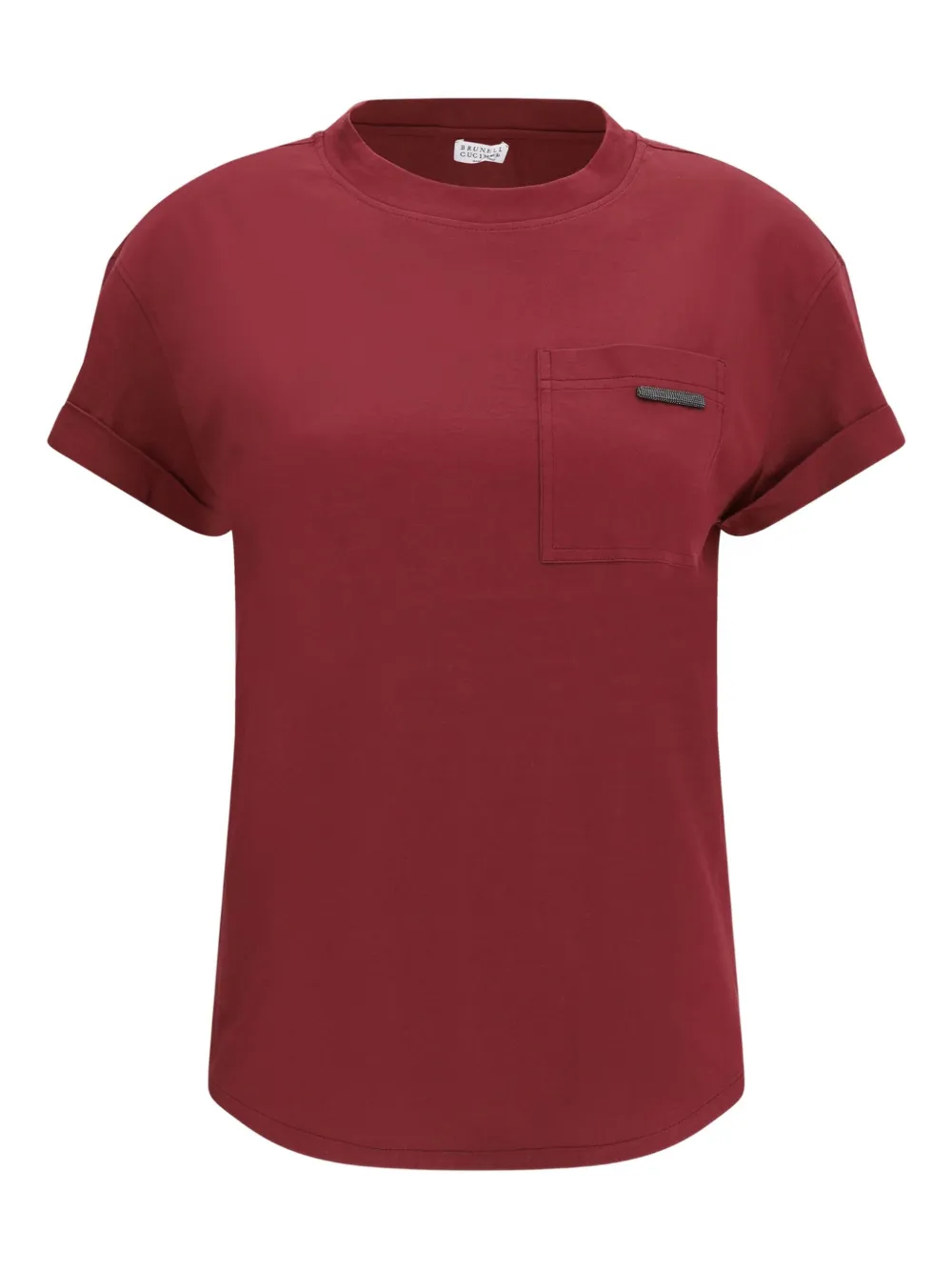 

Футболка с карманом и декором Monili Brunello Cucinelli, красный