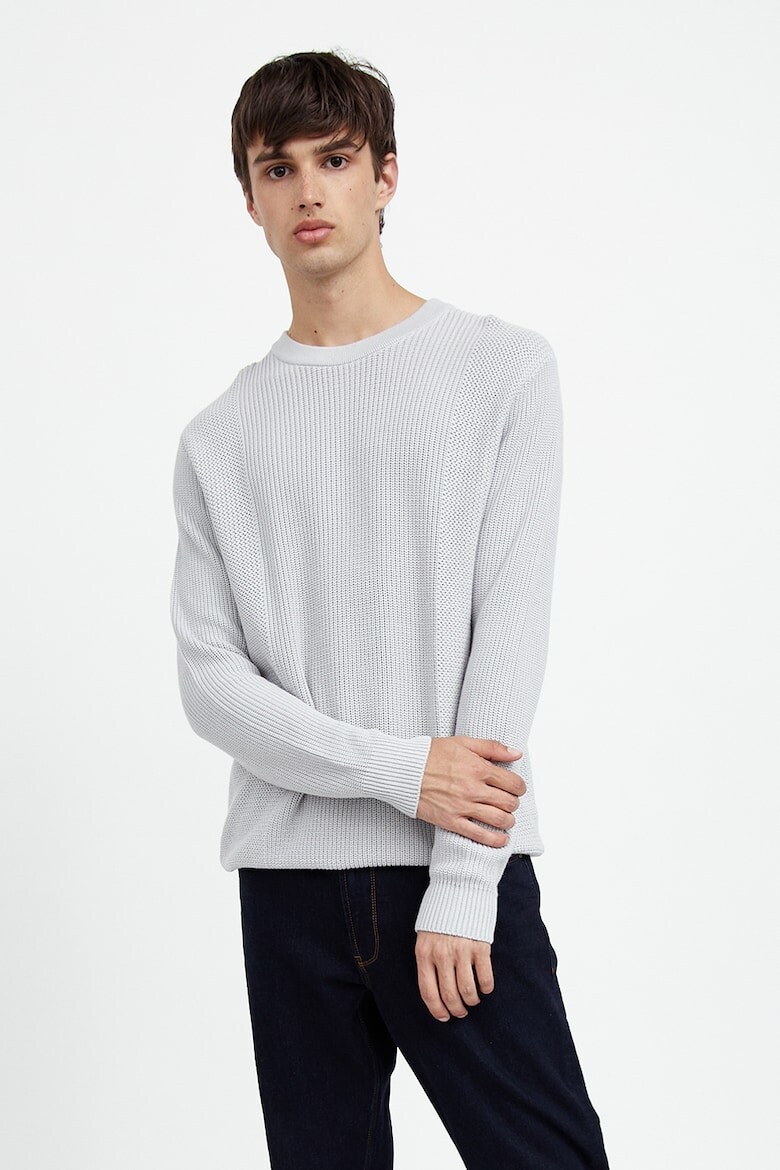 

Хлопковый свитер с овальным вырезом Finn Flare, серый