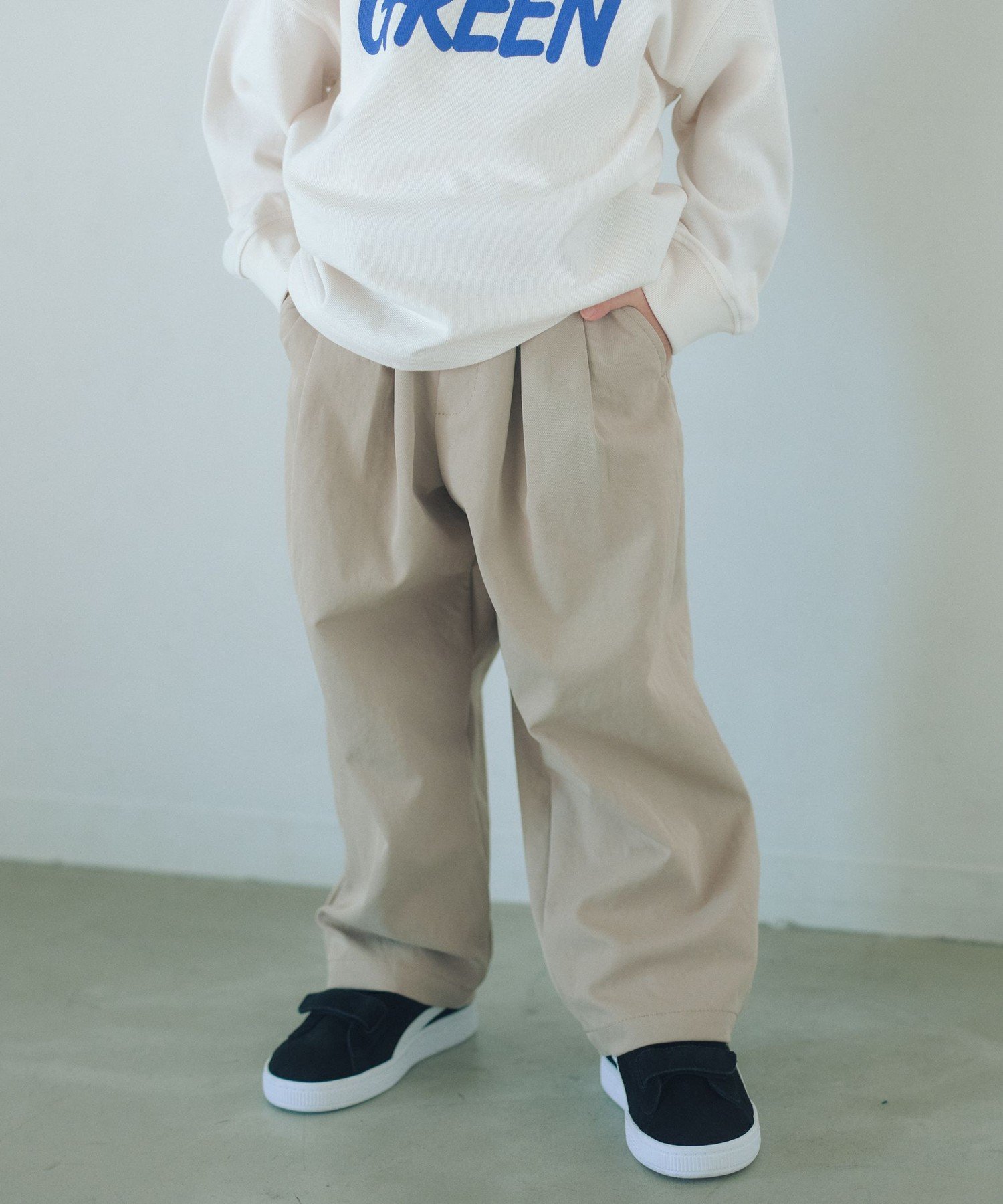 Брюки с двумя складками / Детские 100-160 см UNITED ARROWS green label relaxing, BEIGE