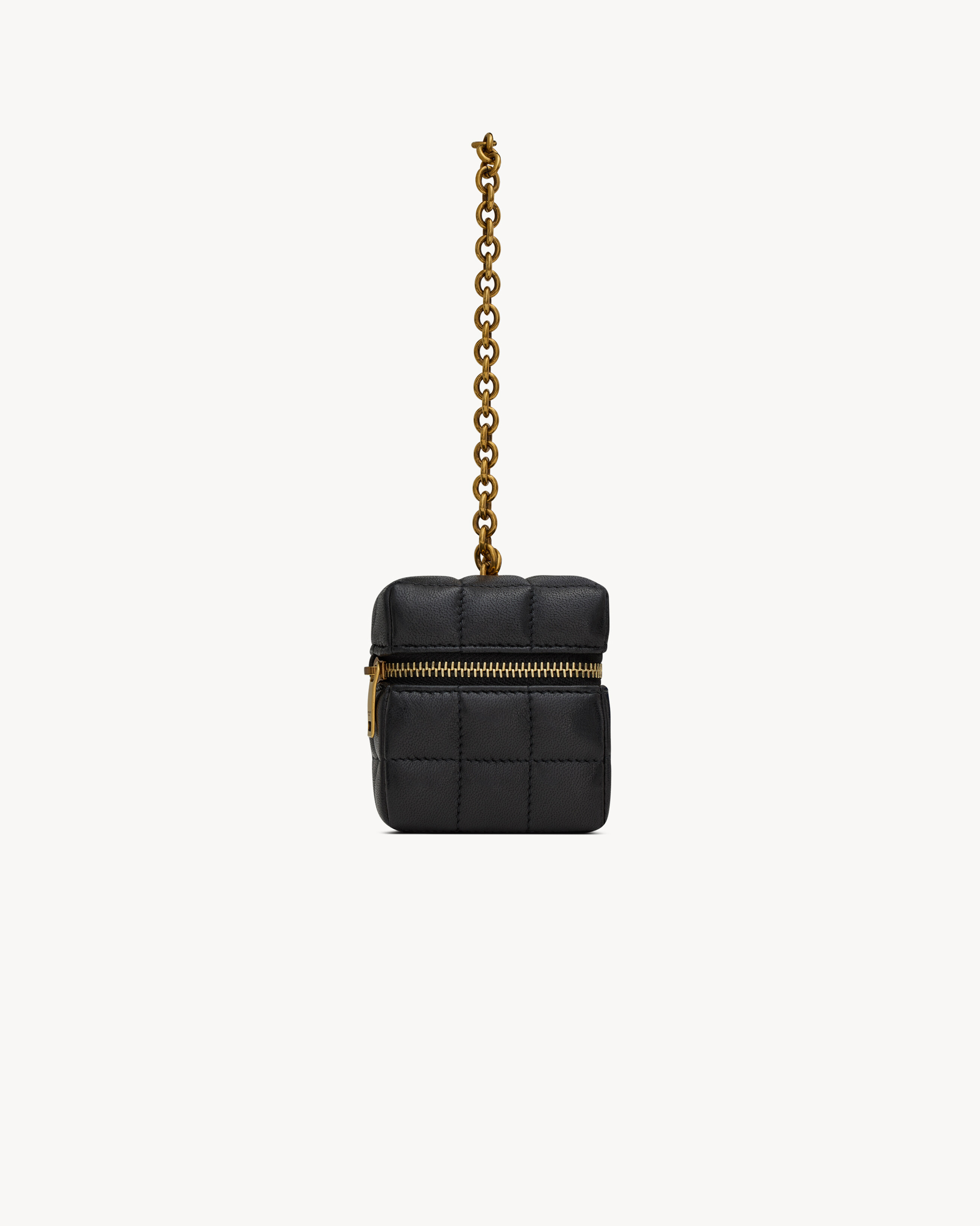 Мини-куб CASSANDRE MATELASSE CARRE на цепочке из ягнячьей кожи Saint Laurent, черный — фото 3