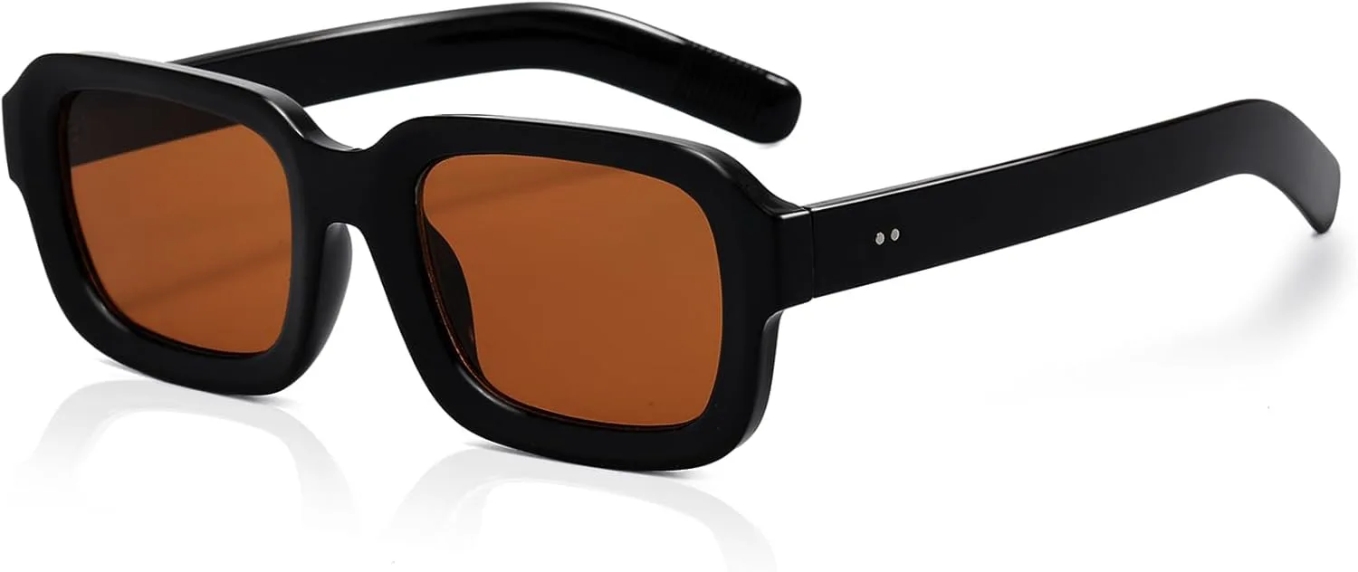 

Ретро-солнцезащитные очки квадратной формы для женщин и мужчин, модные толстые прямоугольные солнцезащитные очки в стиле 90-х. Винтажные очки SevenColor, Black/Brown