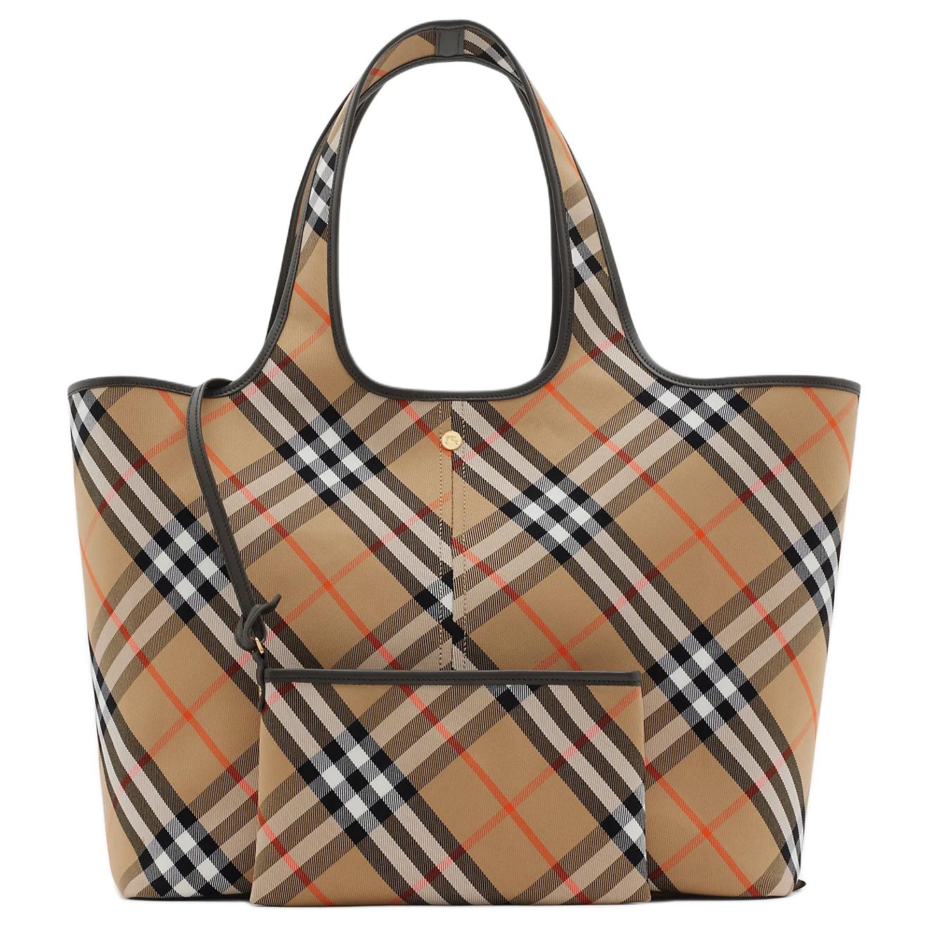 Женская хлопковая сумка-шоппер Burberry из твила, песочный цвет — фото 4