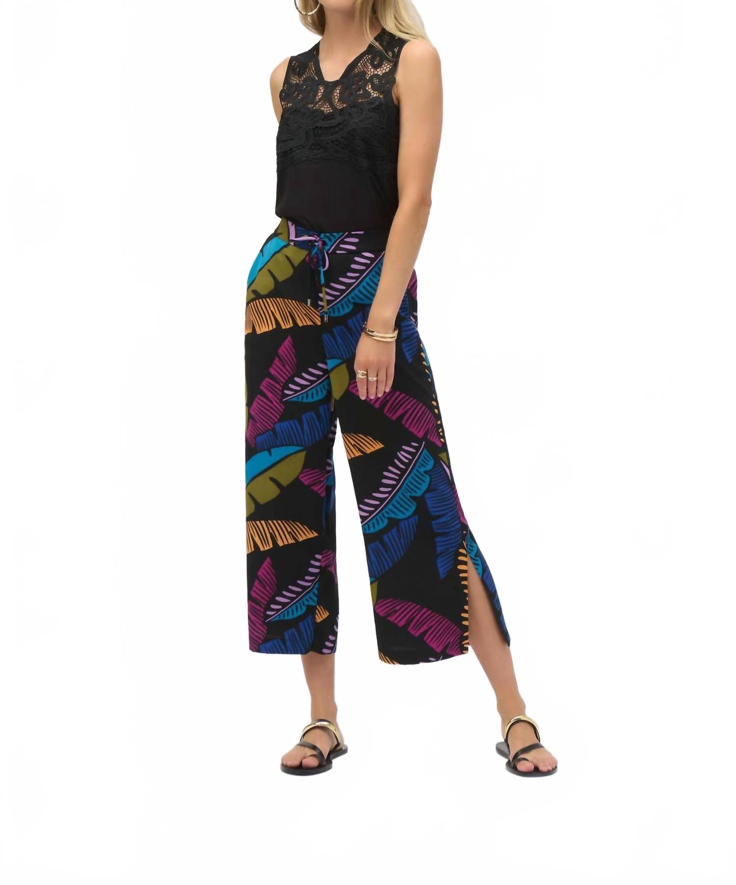 

Брюки с цветочным принтом в черно-разноцветной гамме Pant Joseph Ribkoff