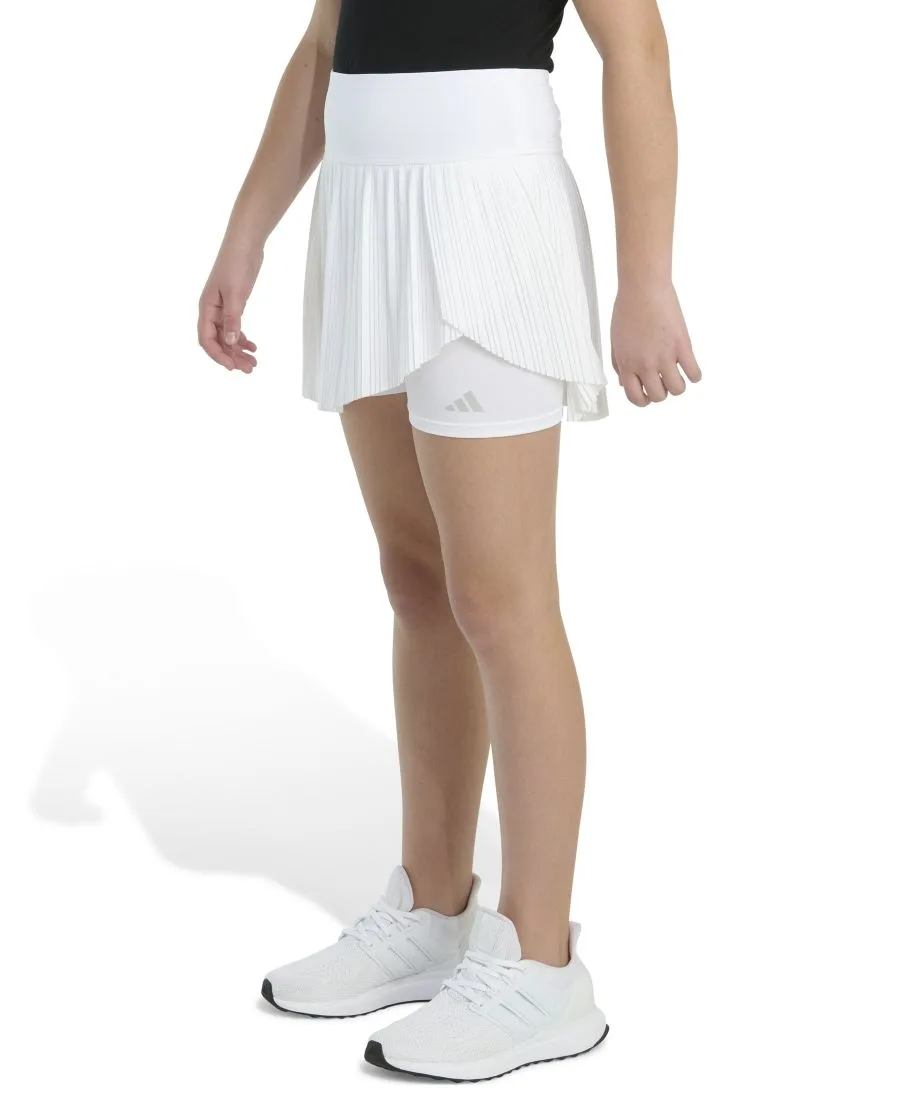 Шорты-юбка из плетеной ткани с плиссировкой для девочек 8-14 лет Adidas, белый — фото 2