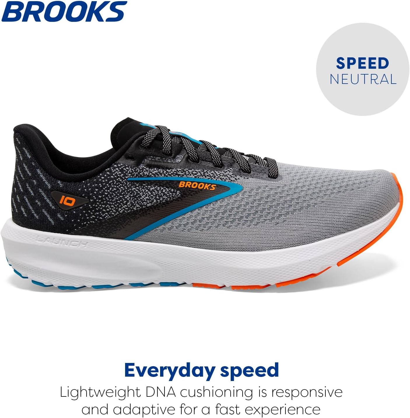 Мужские нейтральные беговые кроссовки Brooks Launch 10, черный/оранжевый/серый — фото 2