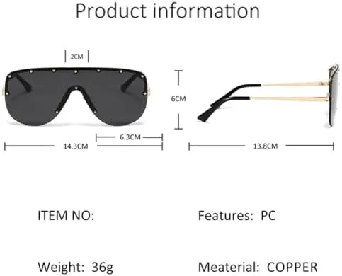 

Солнцезащитные очки в стиле панк 2026 для женщин и мужчин. Цельные солнцезащитные очки. Крутые большие очки-маски с защитой от УФ-излучения UV400 MTZJH, Black Grey