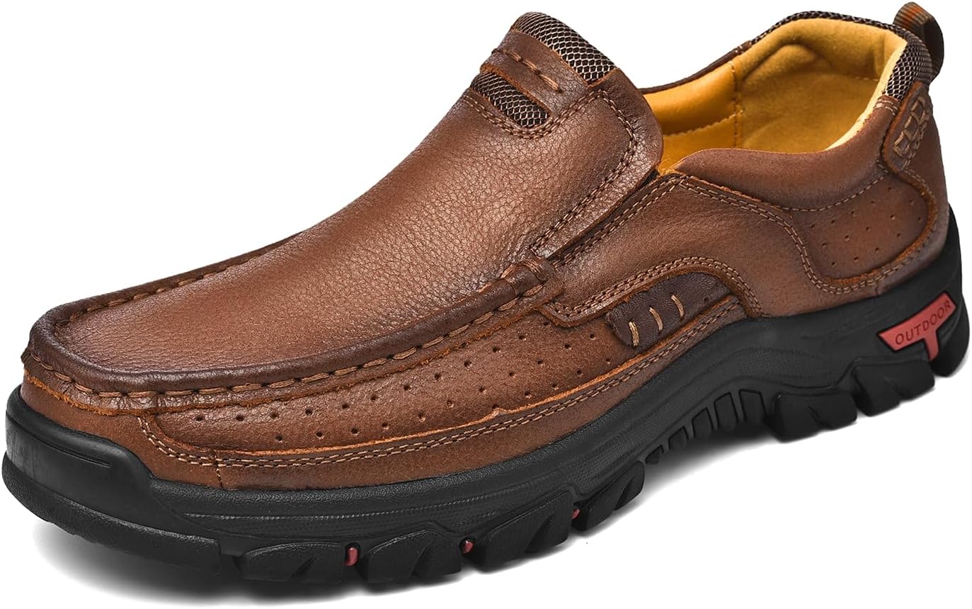 

Мужские повседневные кожаные слипоны лоферы для работы, офиса и прогулок на улице Vcmoon, темно-коричневый