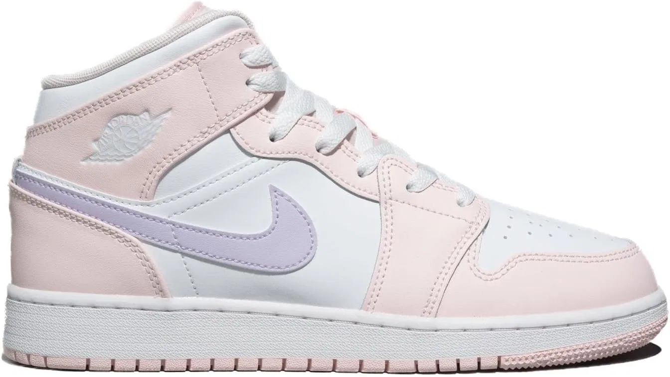 Детские кроссовки Nike Air Jordan 1 Mid, Pink Wash/White/Violet Frost