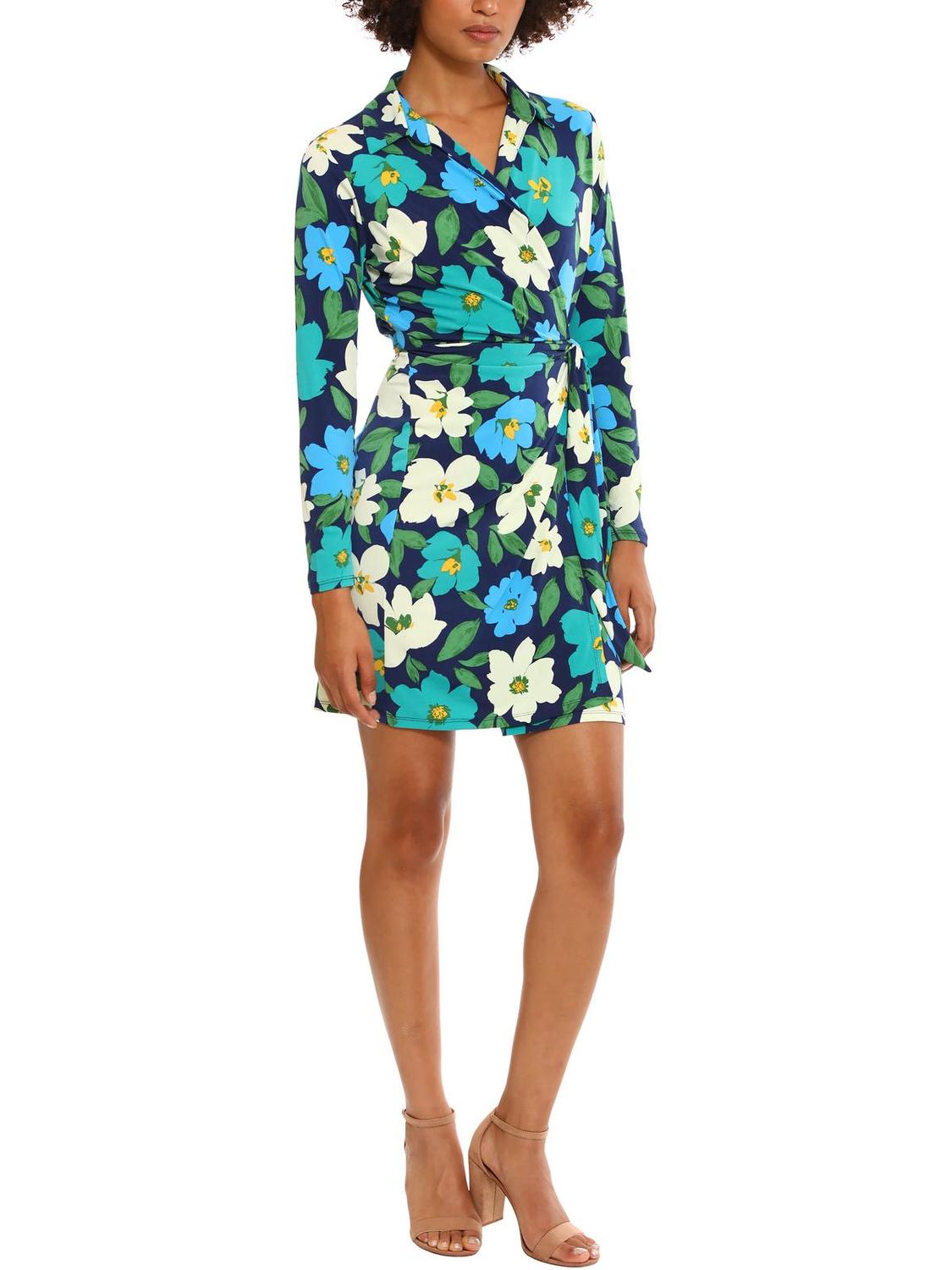 

Женское платье-халат с цветочным принтом Donna Morgan, синий