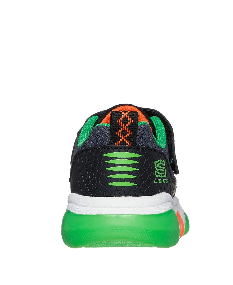 Детские кроссовки Mighty Glow 2.0 - Dino Bolt с подсветкой и ремешком от Finish Line Skechers, черный, белый — фото 4