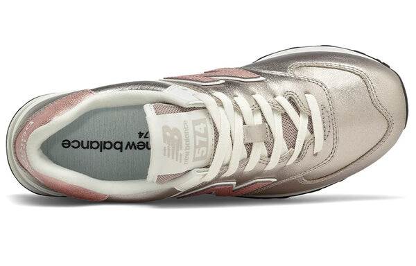 Кроссовки 574 серии блестящий панк золотой New Balance, розовый — фото 3