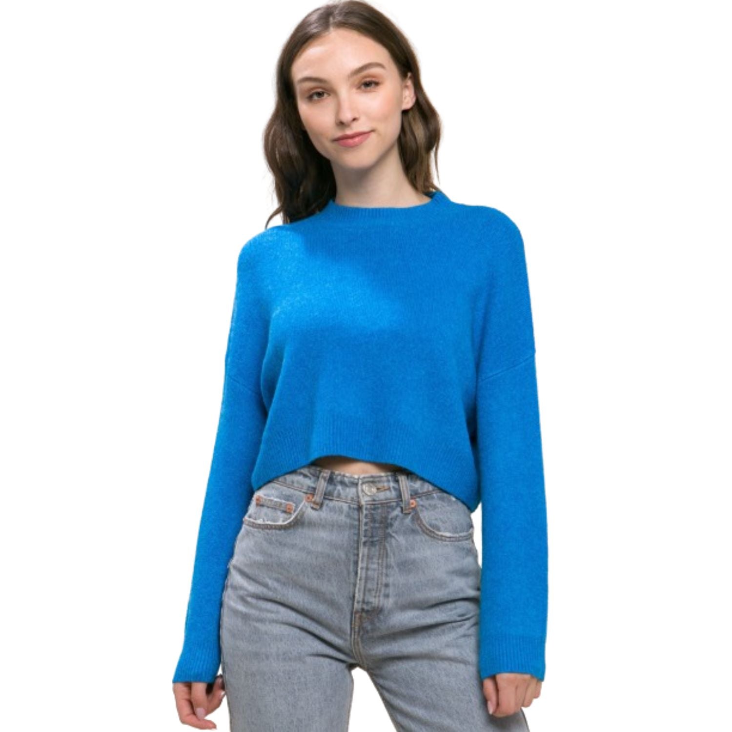 

Укороченный свитер из шерстяной смеси FASHNZFAB, лазурный